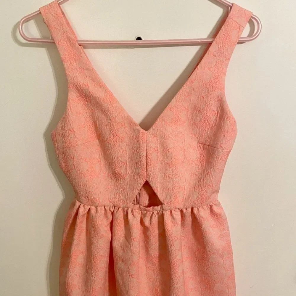 Zara Coral Cutout Fit & Flare Mini Dress